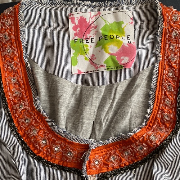 Free People, Boho Seersucker Beaded Blazer - Picture 2 of 4